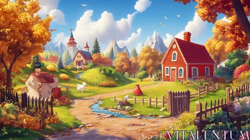 Autumn cottage valley where storybook hills quietly shimmer.