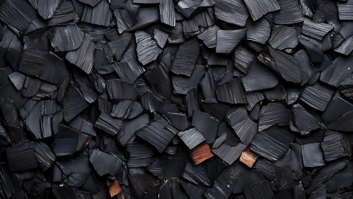 Close-up of Charcoal Chunks with Rich Texture and Dark Tones.