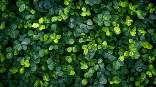 Lush clover leaf canopy under soft natural daylight.