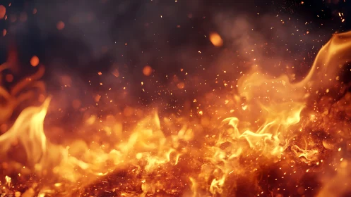 Intense Fire Blaze with Particles and Smoke