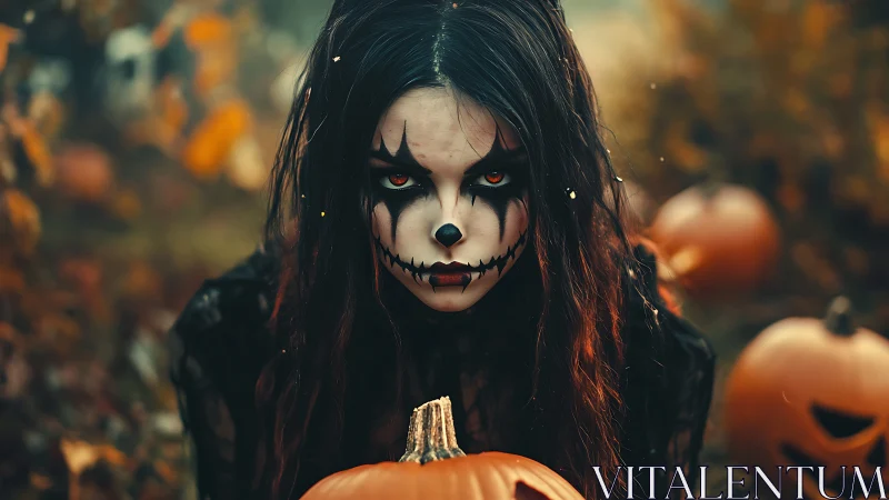 Haunting Halloween makeup turns a forest stroll into chills