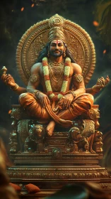 Golden sage smiles through swirling incense and quiet firelight