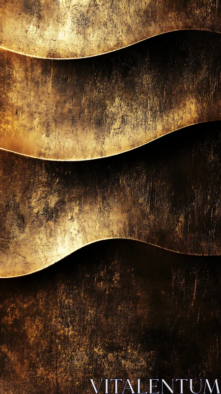 Layered metallic waves reveal textured, distressed gold surface