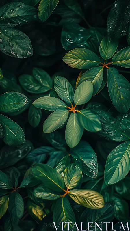 Macro botanical matrix of glossy tropical phyllotaxis geometry.