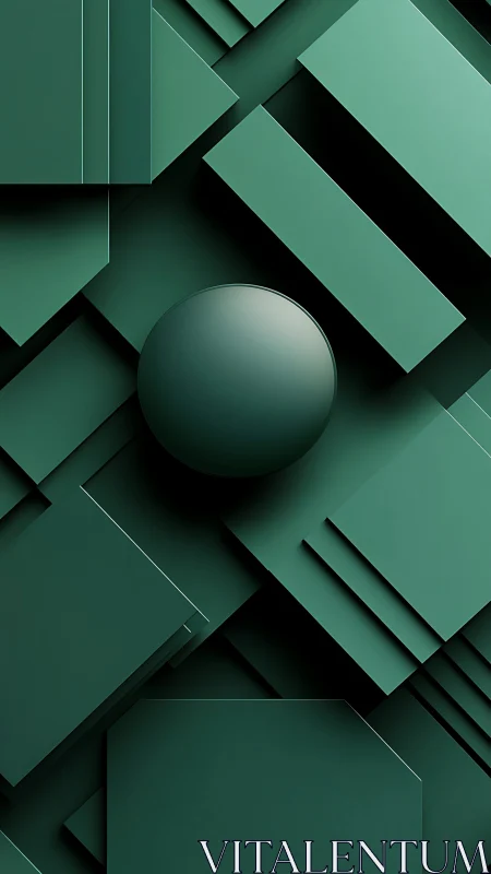 Geometric teal sphere with layered rectilinear planes.