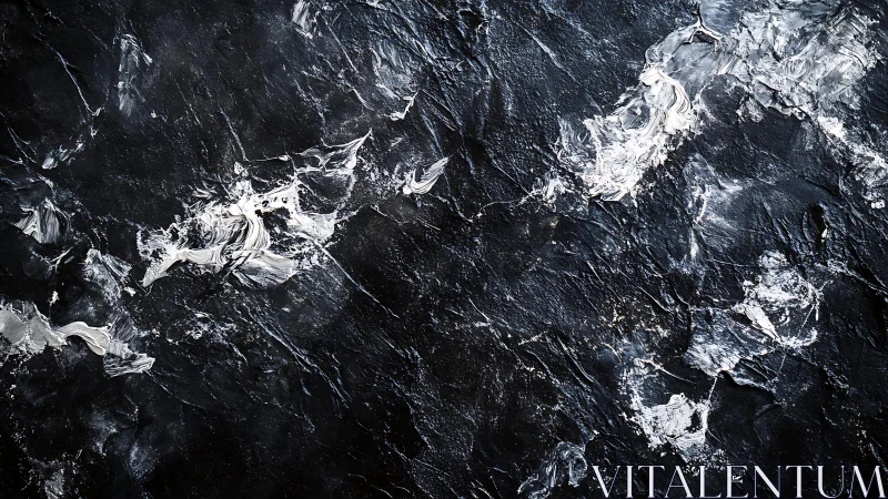 Abstract black textured background with white brush strokes, modern art.