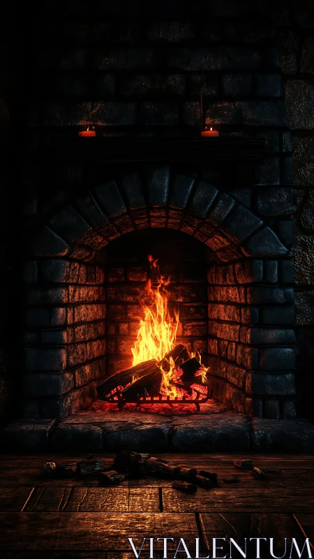 Dancing Flames in Stone: A Fireplace's Warm Embrace.