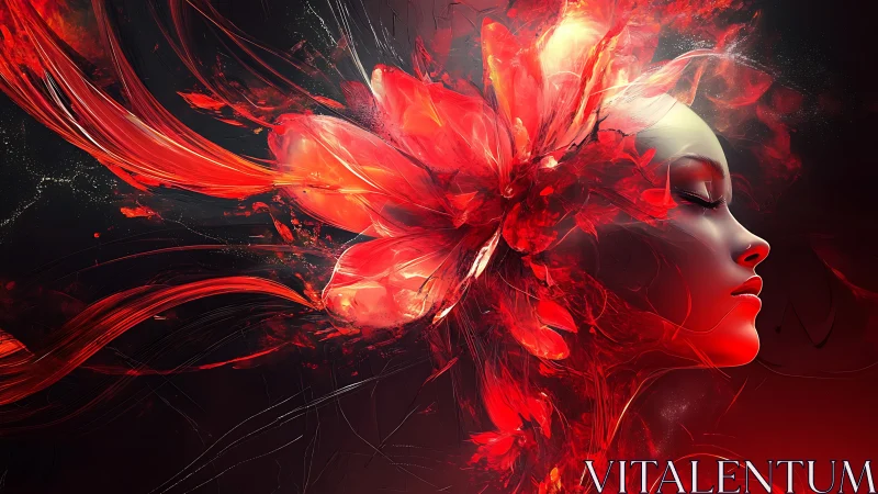 Crimson daydream siren crowned in wildfire petals.