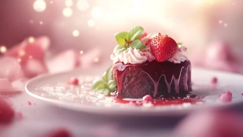 Elegant Chocolate Dessert with Fresh Strawberry