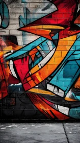Bold urban graffiti mural on brick wall with vivid colors.