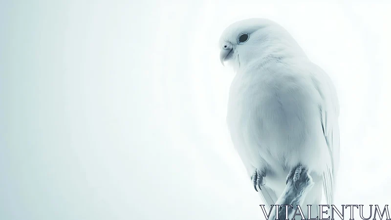 White bird perched on branch in soft minimalist style.