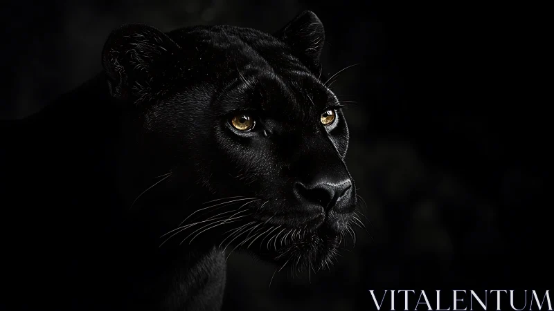 Golden-Eyed Panther Emerges from Darkness.