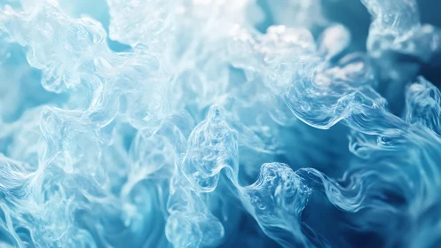 Abstract swirling blue water waves in soft ethereal digital art.