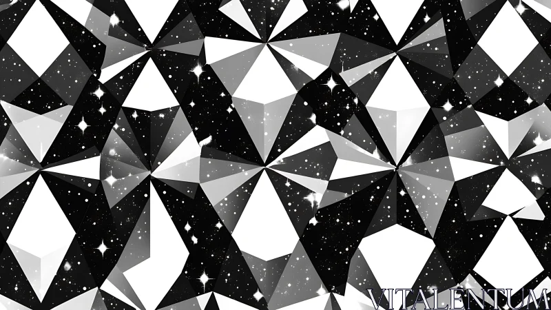 Constellated crystal facets spin midnight into sharp light