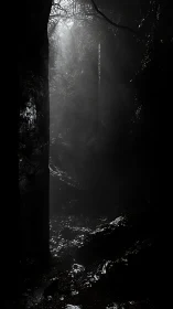 Misty Forest Canyon Filtered Through Stone Passage.