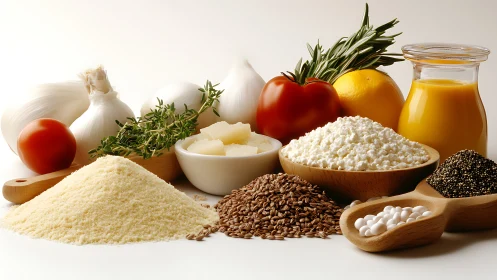 Colorful pantry parade lines up grains, citrus, and herbs