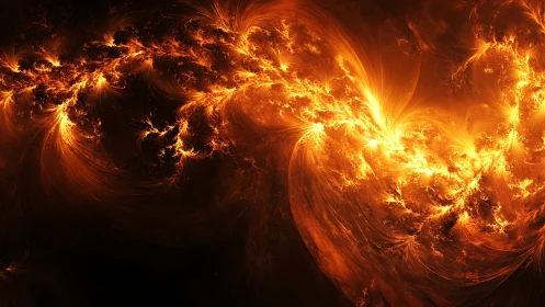 Fractal flame pattern displays branching luminous filaments