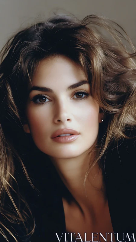 Soft-lit portrait captures serene beauty and tousled hair.