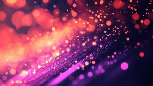 Vibrant Abstract Bokeh Lights in Purple and Orange Digital Art.