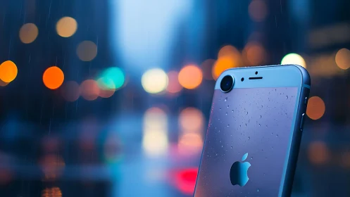 iPhone in the Rain: Urban Evening Magic.