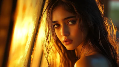 Golden hour portrait with high contrast rim lighting and bokeh depth