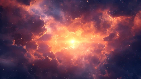 Starlit nebula sunrise painting the cosmic night sky.