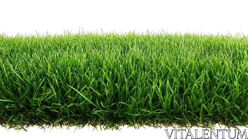 Lush green grass field on white background, natural style.
