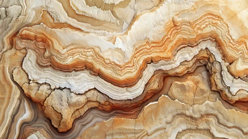 Layered stone cross-section with warm mineral bands.