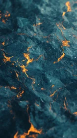 Incandescent Mineral Fractures with Luminous Orange Oxidation Pathways.