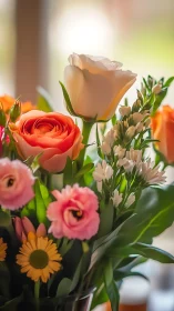 Radiant Floral Arrangement: Backlit Roses and Gerberas in Soft Focus