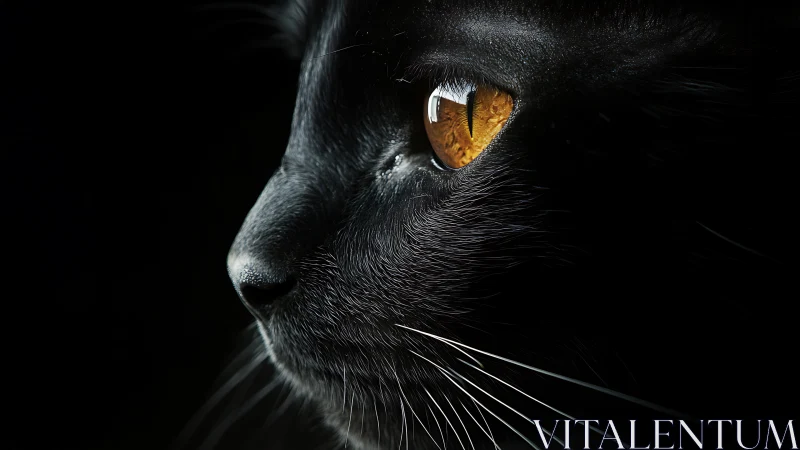 Black Cat with Glowing Amber Eyes. Wonder.