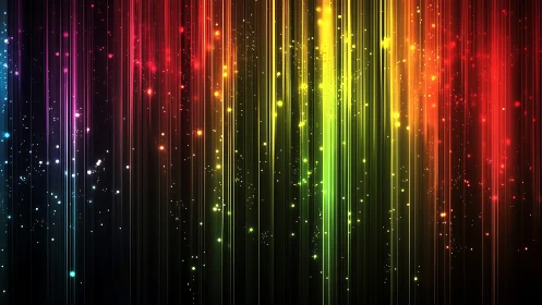 Prismatic lightfall streams across a neon-sparked nightscape.