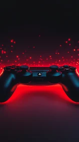 Neon-Drenched DualShock Controller Glowing in Crimson Radiance.