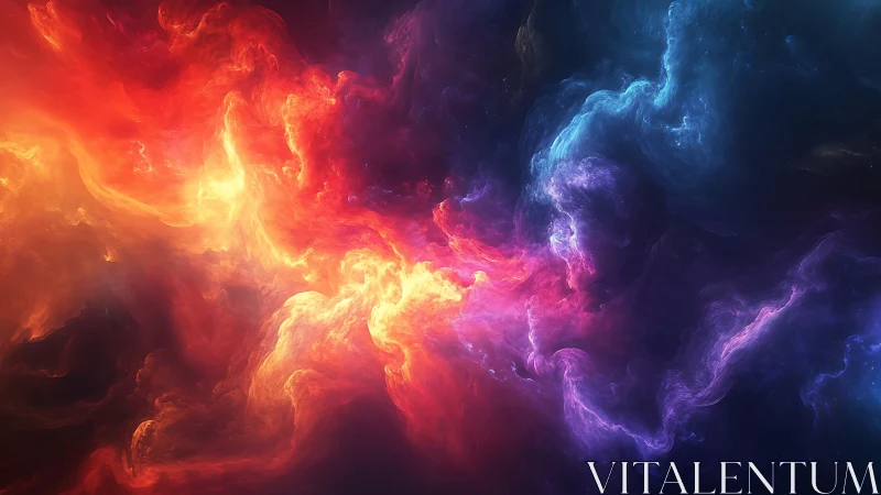 Nebular firestorm colliding with cool cosmic currents.