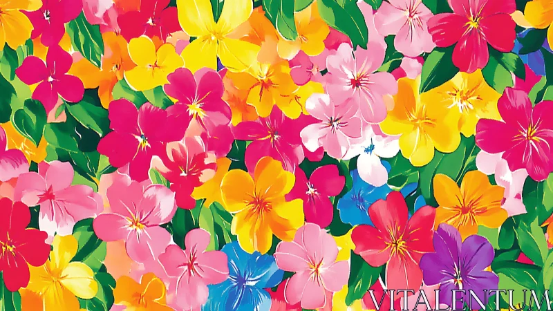 Vibrant Flower Garden Bursting with Rainbow Colors.