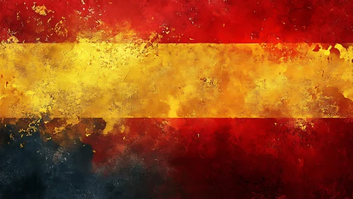 Spanish flag reimagined as bold textured abstract art.