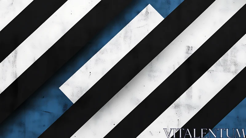 Diagonal striped abstraction contrasts worn white and black bands