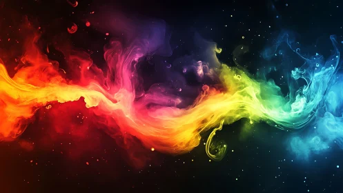 Multicolor fluid wave on dark background in digital artwork.