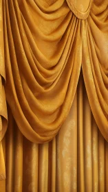 Golden stage drapes fall in soft, luxurious cascading folds
