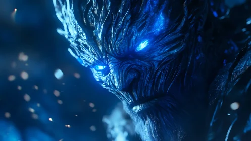 Icy blue elemental face rendered in detailed close-up.