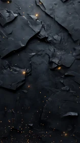 Charred slate shards glow with scattered ember sparks.