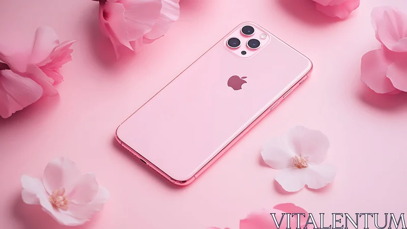 Pink iPhone 13 Pro with Triple Camera on Floral Background