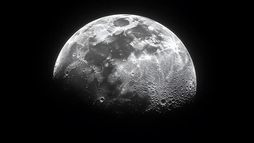 Gentle half moon glowing softly in the quiet night sky.