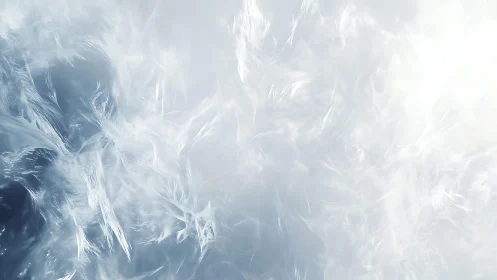 Abstract icy texture with ethereal white and blue tones, soft light.