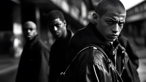 High-contrast urban portrait isolates tense youth in shallow depth