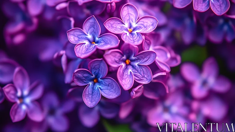 Vibrant Purple Lilac Flowers in Soft Focus Bloom.