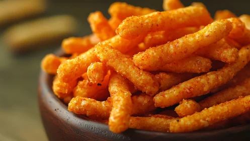 Macro closeup isolates seasoned crunchy corn snack texture depth