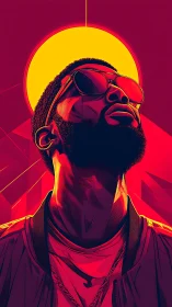 Bold portrait celebrates cool confidence in neon sunlight glow