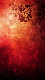 Textured crimson floral background with grunge overlay design.