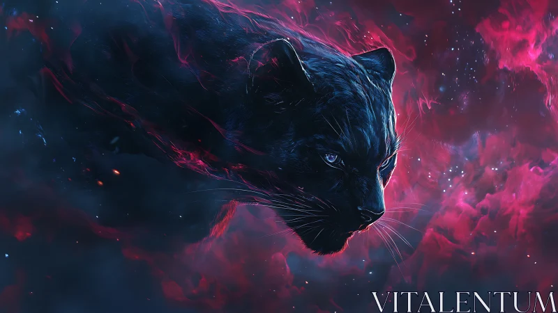 Digital render of felid creature against energetic background.